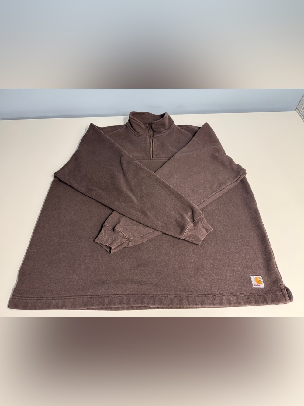 Carhartt Men's Brown Zip-Up Quarter Sweatshirt